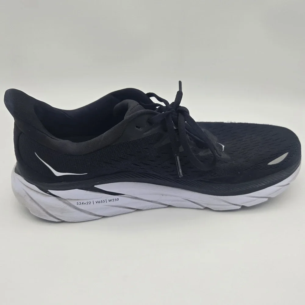 Hoka One One Clifton‎ 8 Black White Running Shoes Mens Size 10.5D 1119393
